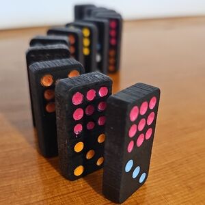 Vintage 1970s Deluxe Double Nine Dominoes Set - Orange